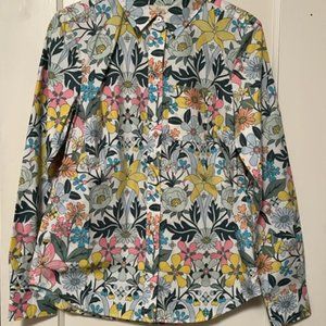 NWT Boden Button Down - Pastel Spring Flower Design - Relaxed Cotton